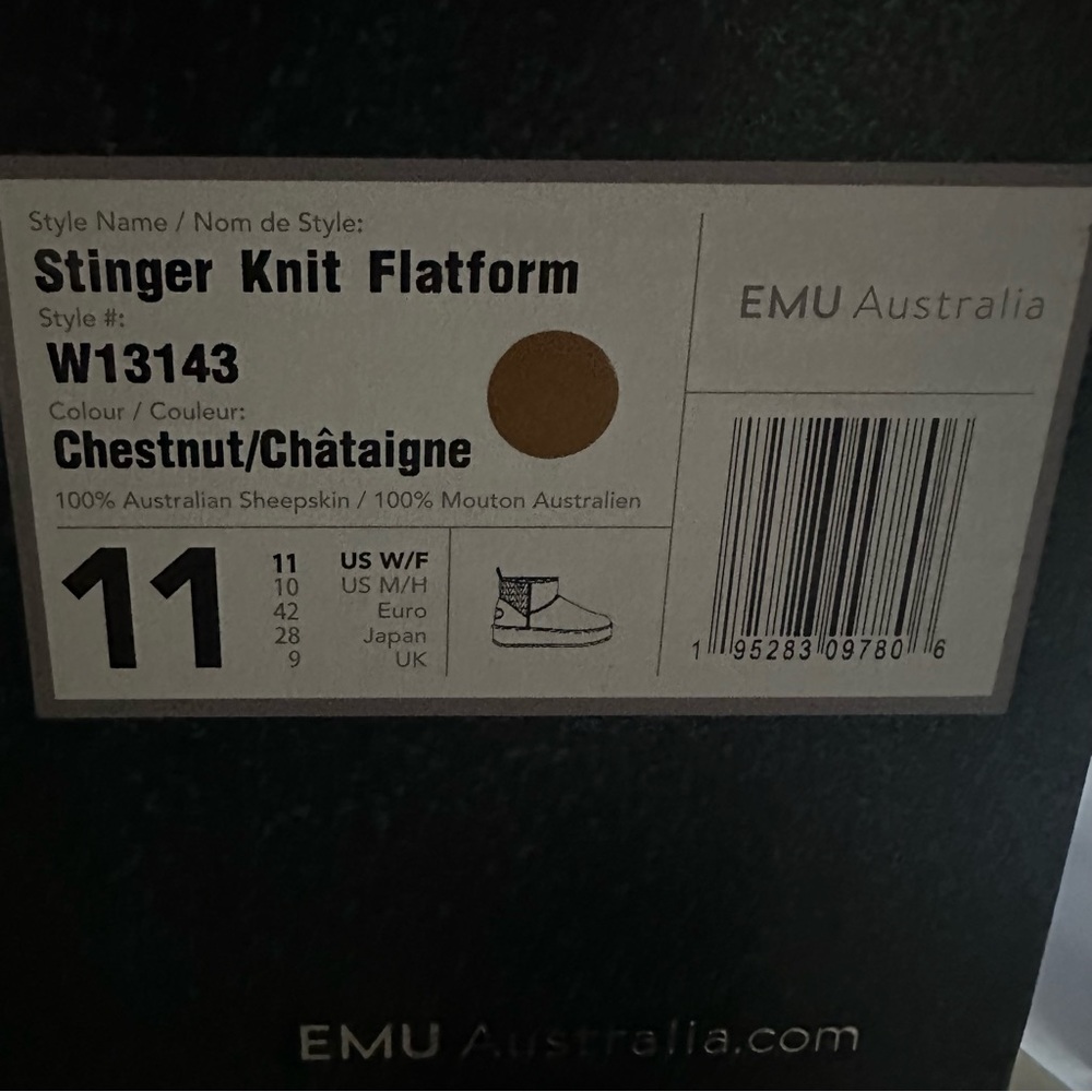 EMU Australia - Stinger Knit Flatform Womens Boot/SIZE 11/CHESTNUT - Picture 13 of 15